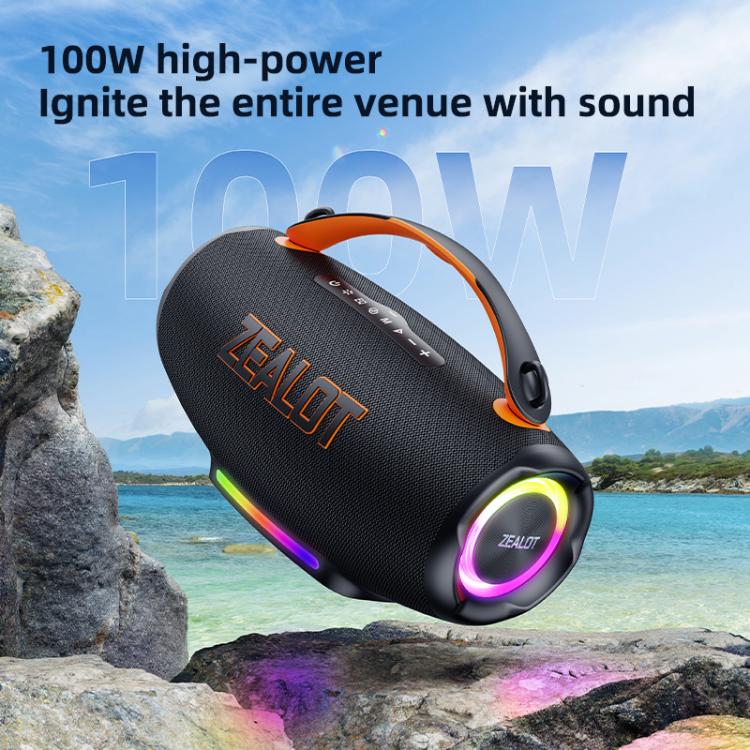 Altavoz Bluetooth portátil Zealot S167 de 100 W con iluminación RGB para exteriores.
