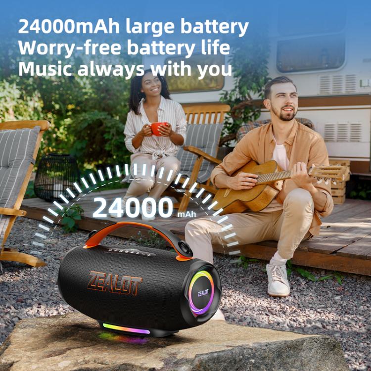 Altavoz Bluetooth portátil Zealot S167 de 100 W con iluminación RGB para exteriores.
