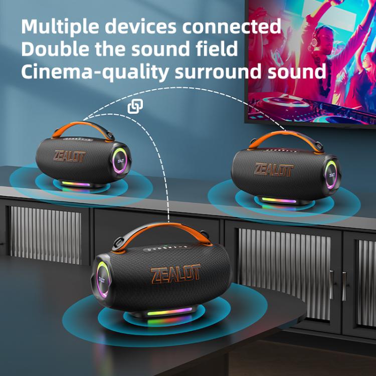 Altavoz Bluetooth portátil Zealot S167 de 100 W con iluminación RGB para exteriores.
