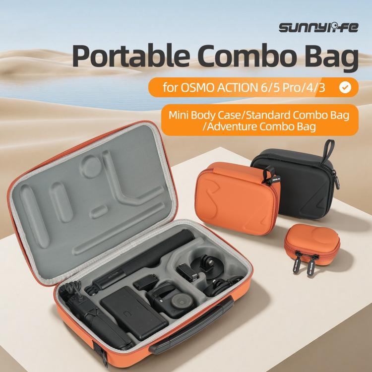 Caja de almacenamiento portátil Sunnylife para DJI Osmo Action 6 / 5 Pro / 4 / 3, Mini Body Bag, Standard Combo Bag, Adventure Combo Bag
