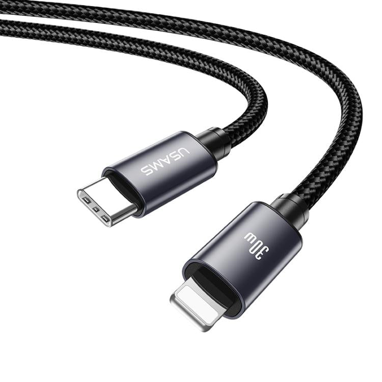 Cable de datos de carga rápida USAMS SJ770 U91 de 30 W, tipo C a 8 pines, aleación de aluminio, longitud: 1 m, SJ770