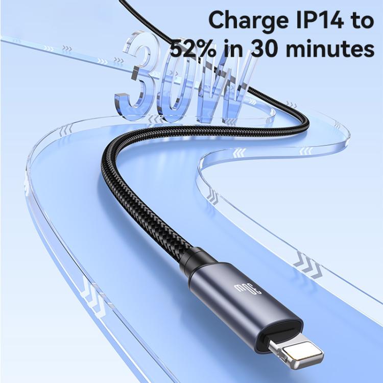 Cable de datos de carga rápida USAMS SJ770 U91 de 30 W, tipo C a 8 pines, aleación de aluminio, longitud: 1 m, SJ770