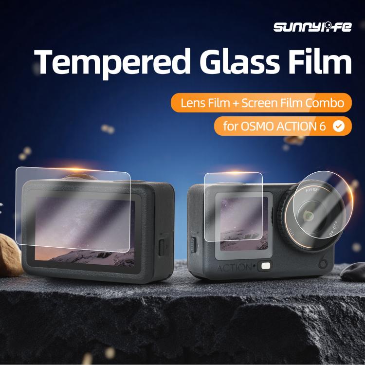Protector de pantalla de vidrio templado Sunnylife para DJI Osmo Action 6, 1 Set, 2 Sets