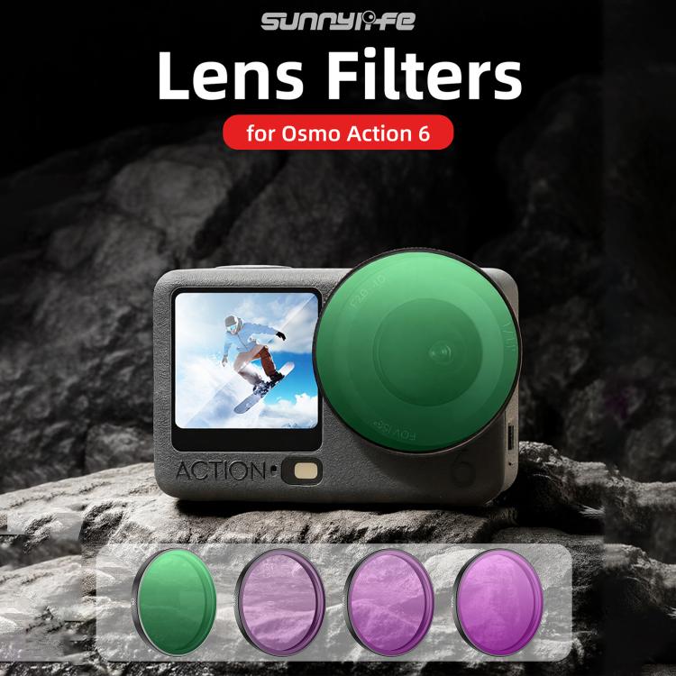 Para filtro de lente de cámara DJI Osmo Action 6 Sunnylife, Black Mist 1/4, CPL, MCUV, ND8, ND16, ND32, ND64, NIGHT, 3 in 1 Light Shadow, 4 in 1 Mixed Filter, 4 in 1 ND, 6 in 1 Mixed Filter, 8 in 1 Mixed Filter