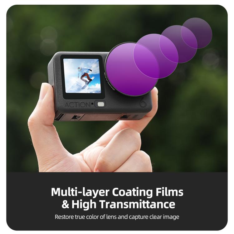 Para filtro de lente de cámara DJI Osmo Action 6 Sunnylife, Black Mist 1/4, CPL, MCUV, ND8, ND16, ND32, ND64, NIGHT, 3 in 1 Light Shadow, 4 in 1 Mixed Filter, 4 in 1 ND, 6 in 1 Mixed Filter, 8 in 1 Mixed Filter