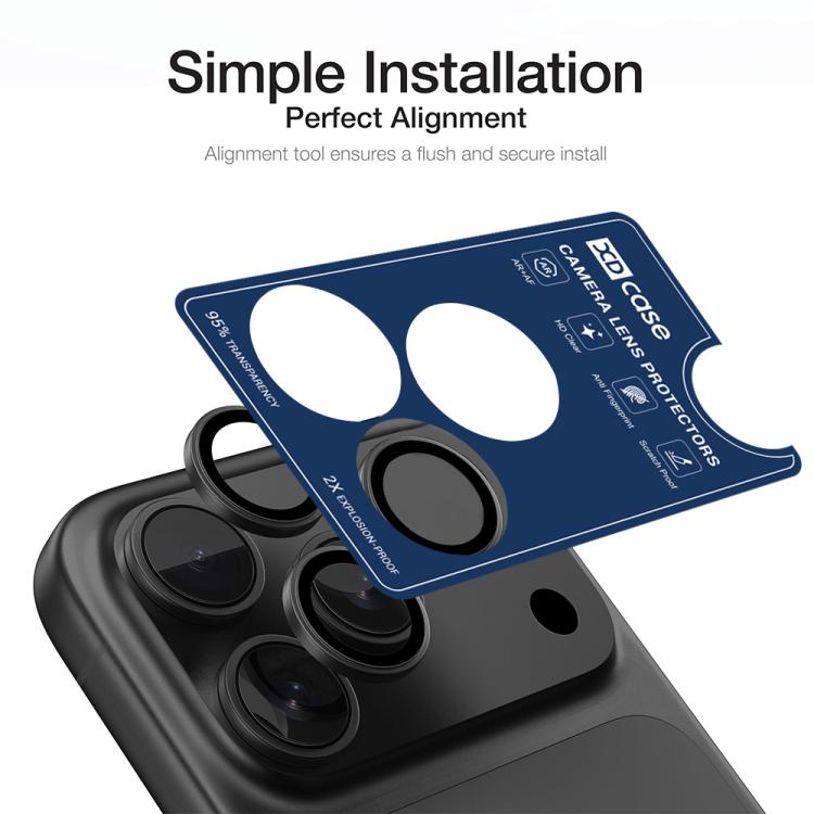 Protector de lente de cámara XDcase AF + AR Hawkeye con herramienta de alineación, For iPhone 17 Pro Max, For iPhone 17 Pro