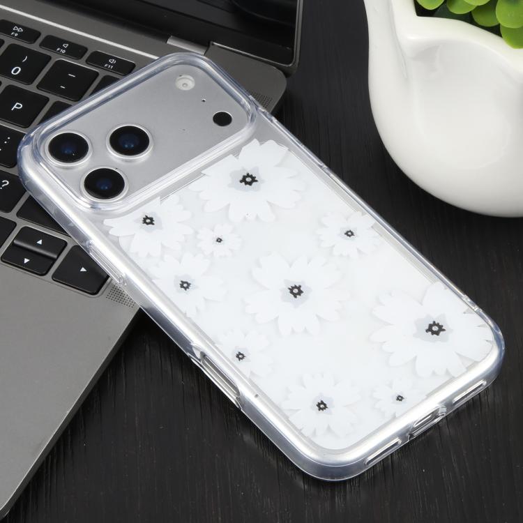 Funda para teléfono pequeña transparente con purpurina floral de DFANS DESIGN, For iPhone 17 Pro Max