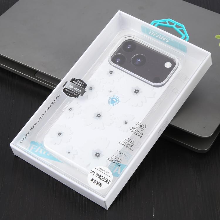 Funda para teléfono pequeña transparente con purpurina floral de DFANS DESIGN, For iPhone 17 Pro Max