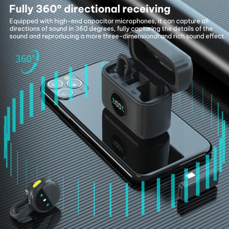Micrófono de solapa inalámbrico con cancelación de ruido Q28 2 en 1, Type-C Plug, 8 Pin Plug