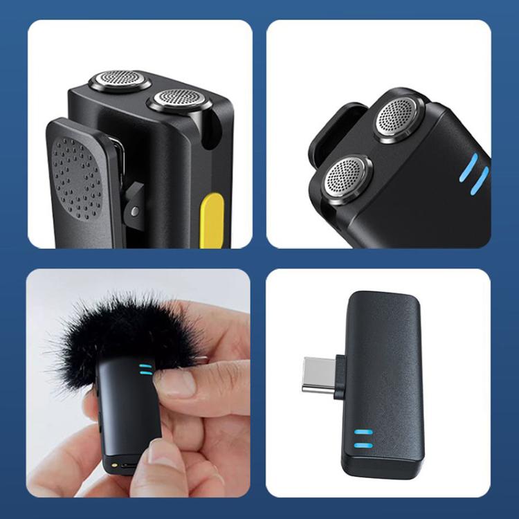 Micrófono inalámbrico de solapa mini 2 en 1 K15, Type-C Plug, 8 Pin Plug