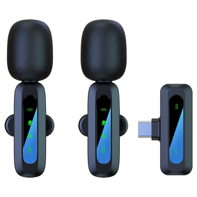 Micrófono inalámbrico de solapa J3 2 en 1 con reducción de ruido. Mini micrófono., 2 Mics + Type-C Plug, 2 Mics + 8 Pin Plug