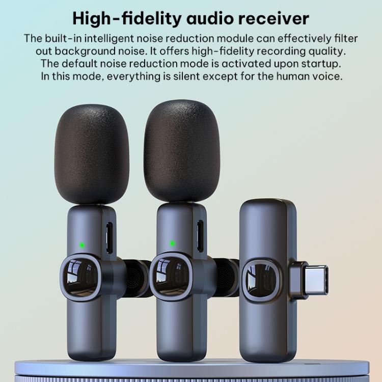 Micrófono inalámbrico de solapa J1 con reducción de ruido. Mini micrófono., 1 Mic + Type-C Plug, 1 Mic + 8 Pin Plug