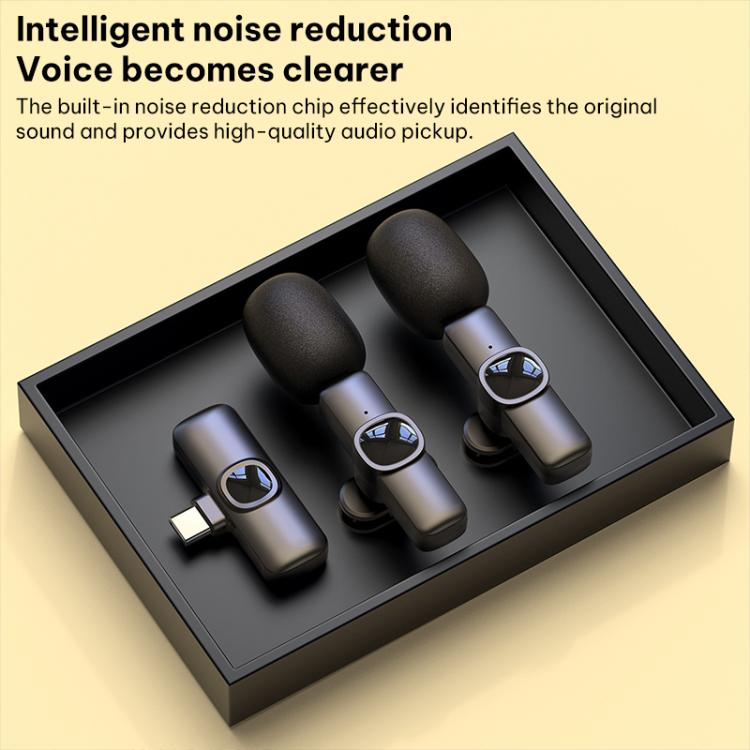 Micrófono inalámbrico de solapa J1 con reducción de ruido. Mini micrófono., 1 Mic + Type-C Plug, 1 Mic + 8 Pin Plug