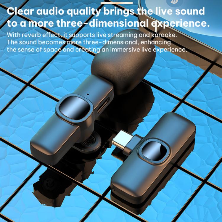 Micrófono inalámbrico de solapa J1 2 en 1 con reducción de ruido. Mini micrófono., 2 Mics + Type-C Plug, 2 Mics + 8 Pin Plug