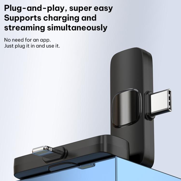 Micrófono inalámbrico de solapa cuadrado K63 para grabación de audio en directo, 1 Mic + Type-C Plug, 1 Mic + 8 Pin Plug