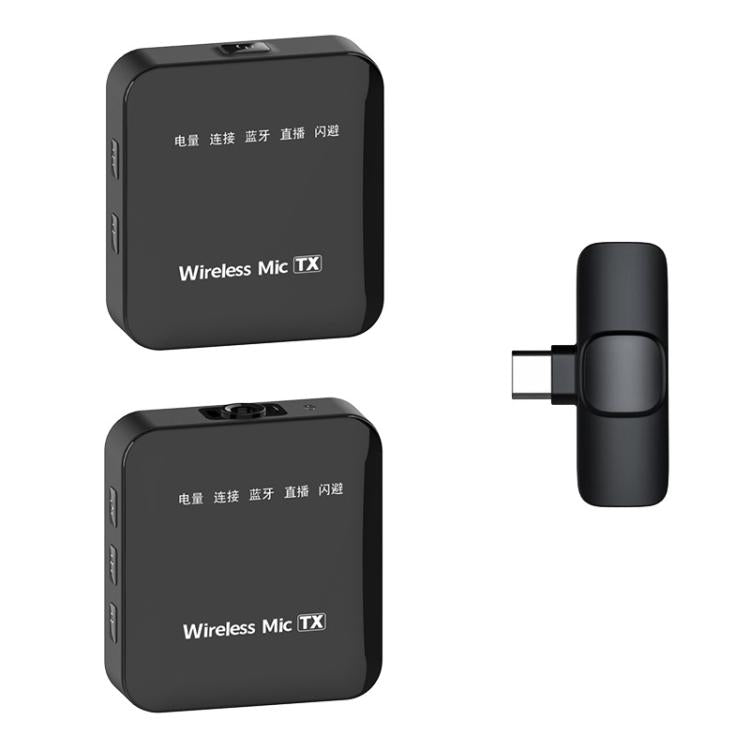 Micrófono inalámbrico de solapa cuadrado 2 en 1 K63 para grabación de audio en directo, 2 Mics + Type-C Plug, 2 Mics + 8 Pin Plug