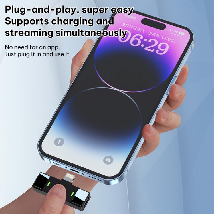 Micrófono inalámbrico de solapa mini J68 para grabación de audio en directo., 1 Mic + Type-C Plug, 1 Mic + 8 Pin Plug, 1 Mic + Type-C / 8 Pin Plug