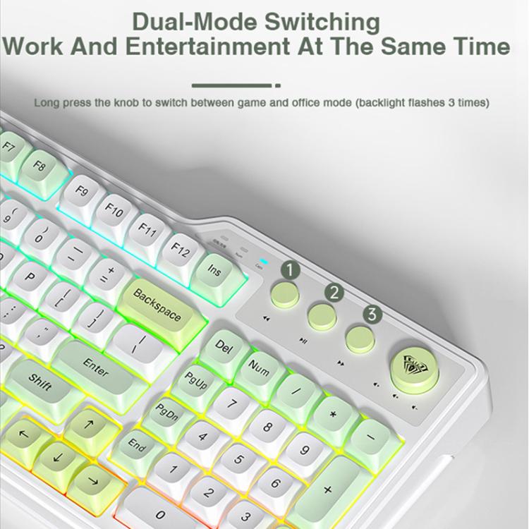 Teclado para juegos AULA F3099 de 99 teclas con iluminación RGB y tres modos.