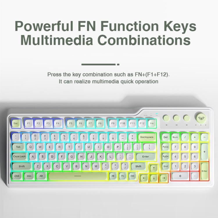 Teclado para juegos AULA F3099 de 99 teclas con iluminación RGB y tres modos.