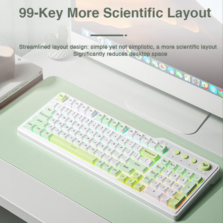 Teclado para juegos AULA F3099 de 99 teclas con iluminación RGB y tres modos.