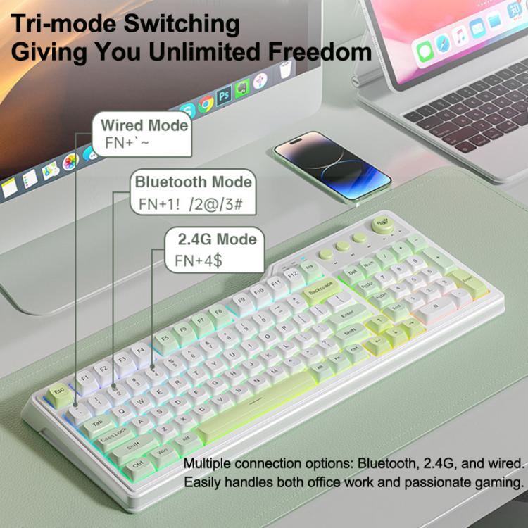 Teclado para juegos AULA F3099 de 99 teclas con iluminación RGB y tres modos.