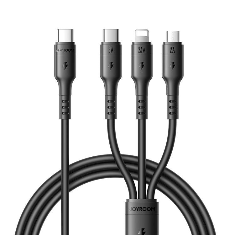 Cable de carga 3 en 1 USB-C/Tipo-C a 8 pines + USB-C/Tipo-C y Micro USB para JOYROOM A61 OmniGo Series de 3,5 A, 1.2m