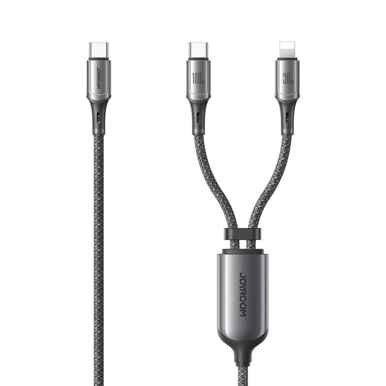 Cable de datos de carga rápida de 8 pines JOYROOM S-A57 RapidX Series de 100 W, 2 en 1, USB-C/Tipo-C a USB-C/Tipo-C., 1.5m