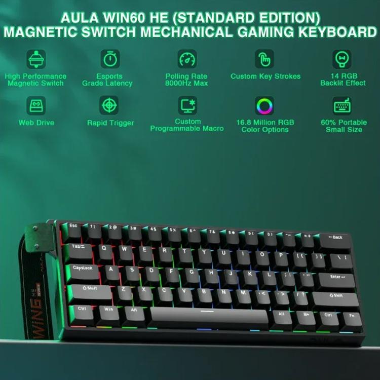 Teclado con cable RGB AULA WIN60HE Edición Estándar de 60 teclas