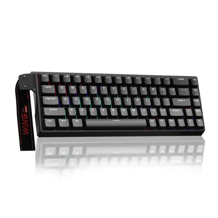 Teclado con cable RGB AULA WIN68HE, versión estándar, 68 teclas, WIN68HE Black Grey Wood Magnetic Axis