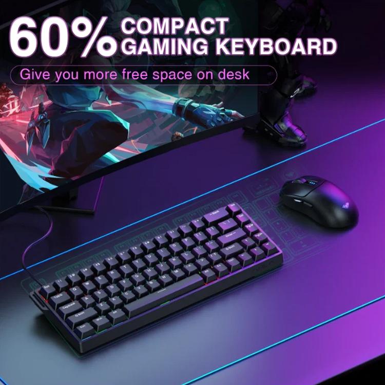 Teclado con cable RGB AULA WIN68HE, versión estándar, 68 teclas, WIN68HE Black Grey Wood Magnetic Axis