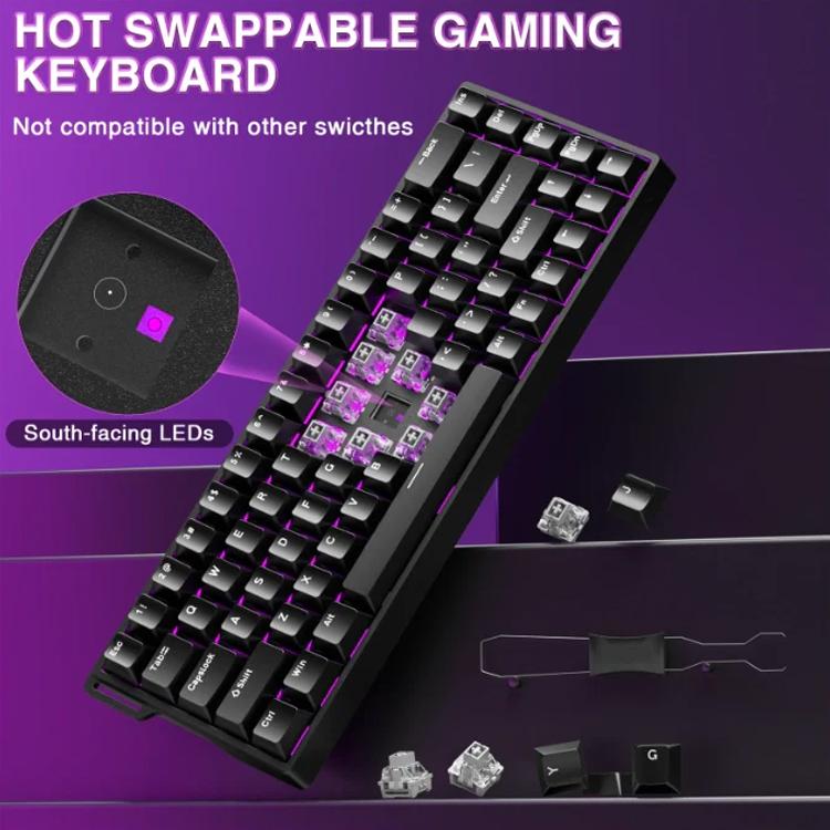 Teclado con cable RGB AULA WIN68HE, versión estándar, 68 teclas, WIN68HE Black Grey Wood Magnetic Axis