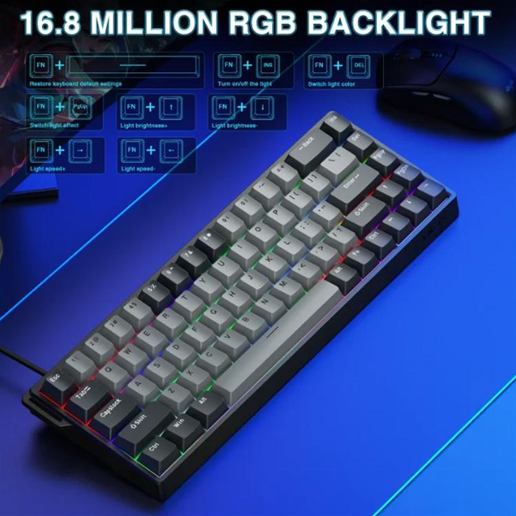 Teclado con cable RGB AULA WIN68HE Pro de 68 teclas, WIN68HE Dark Grey+Light Grey Shaped Magnetic Axis