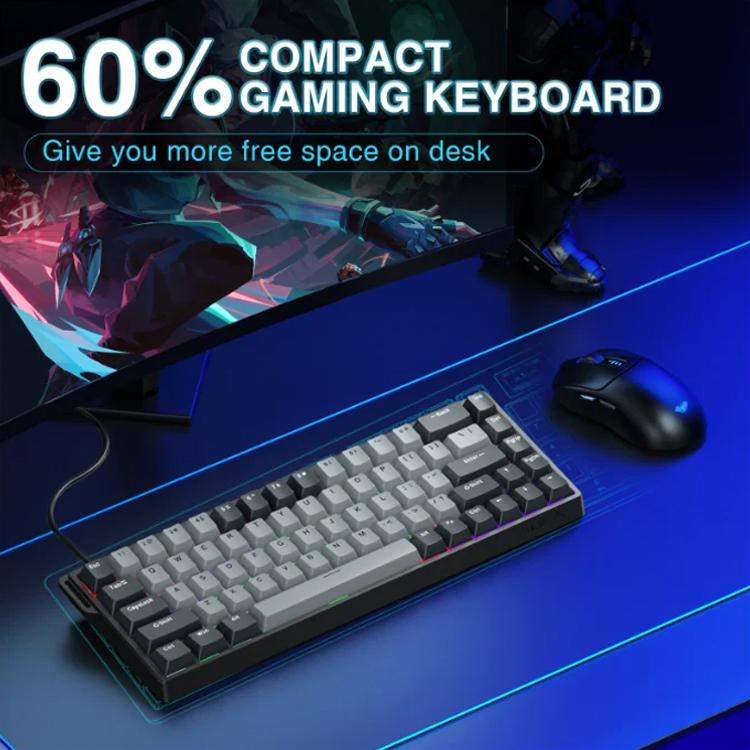 Teclado con cable RGB AULA WIN68HE Pro de 68 teclas, WIN68HE Dark Grey+Light Grey Shaped Magnetic Axis