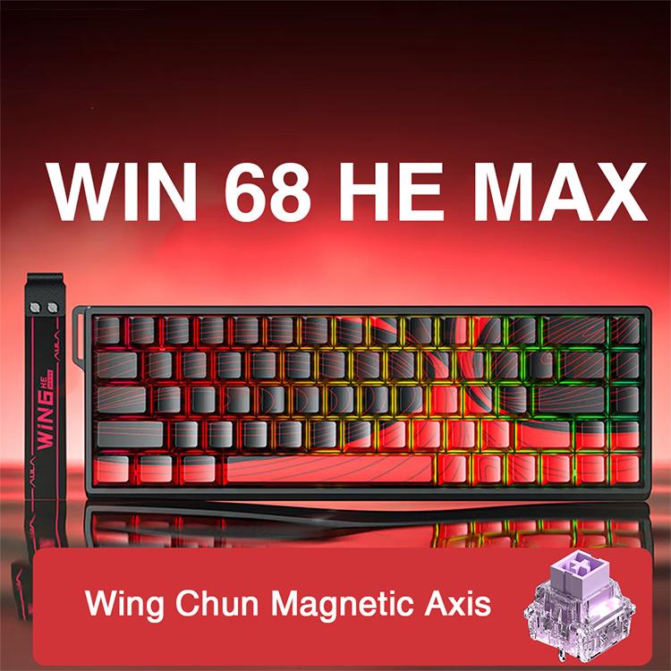 Teclado con cable RGB AULA WIN68HE MAX de 68 teclas, WIN68HE Red Wing Chun Magnetic Axis