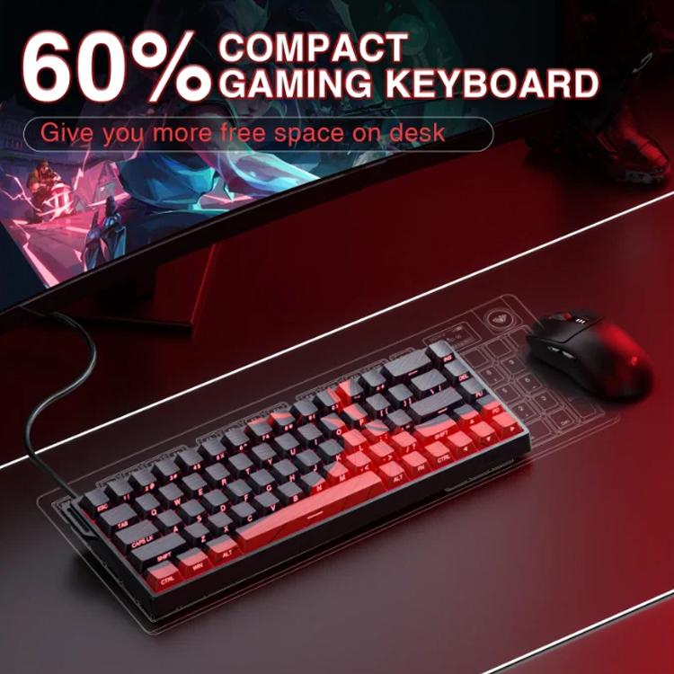 Teclado con cable RGB AULA WIN68HE MAX de 68 teclas, WIN68HE Red Wing Chun Magnetic Axis