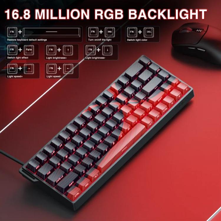 Teclado con cable RGB AULA WIN68HE MAX de 68 teclas, WIN68HE Red Wing Chun Magnetic Axis