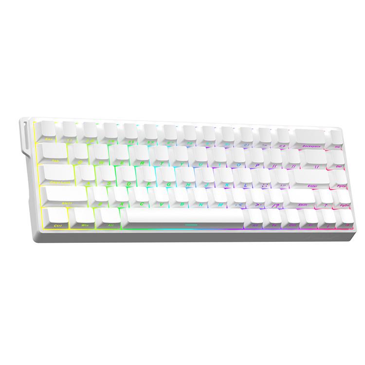 Teclado con cable RGB AULA WIN68HE, versión estándar, 68 teclas, WIN68HE Side Printed White Grey Wood Magnetic Axis