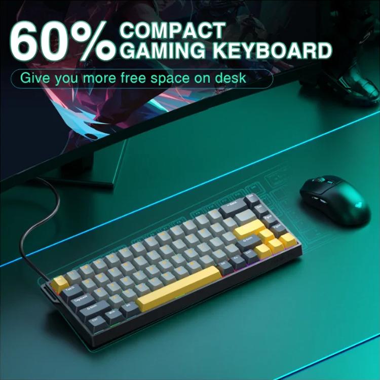 Teclado con cable RGB AULA WIN68HE MAX de 68 teclas., WIN68HE Dark+Light+Yellow Wing Chun Magnetic Axis