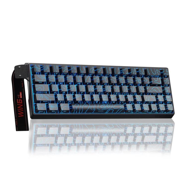 Teclado con cable RGB AULA WIN68HE, versión estándar, 68 teclas, WIN68HE Black Contour Lines Grey Wood Magnetic Axis