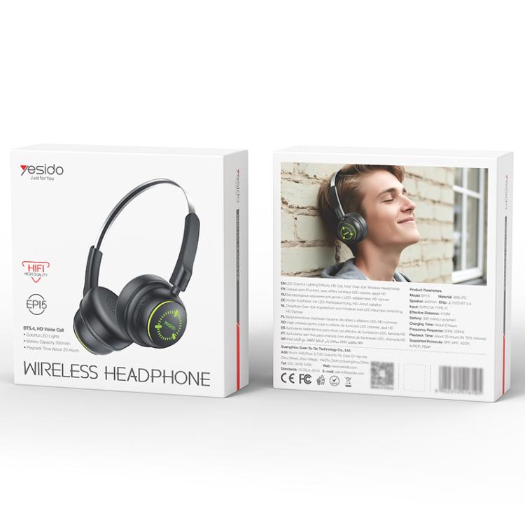 Auriculares inalámbricos Bluetooth Yesido EP15 de diadema, EP15