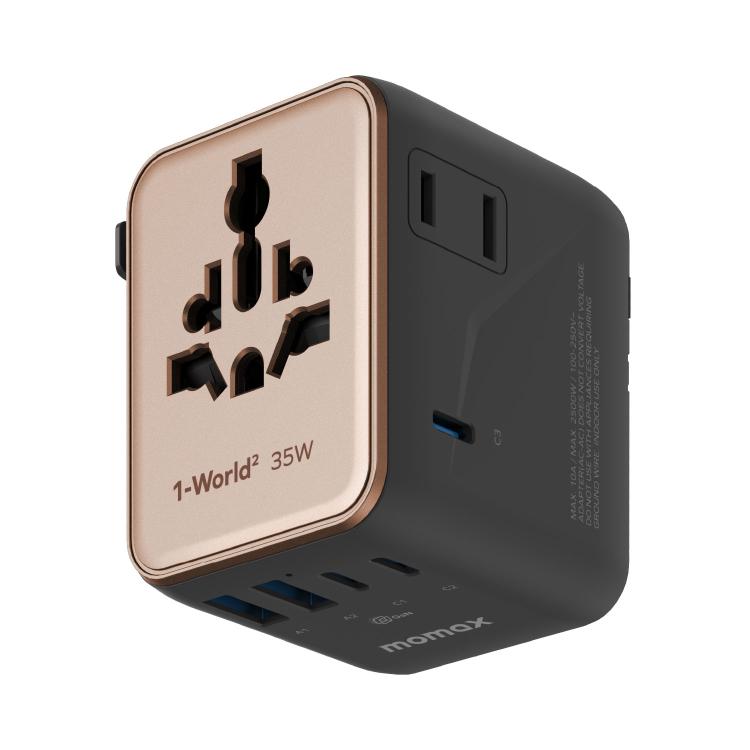 Cargador rápido dual de CA GaN MOMAX 1-World UA27 PD de 35 W, UA27