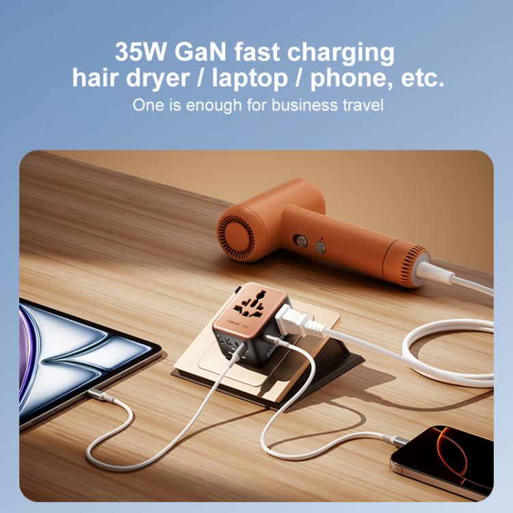 Cargador rápido dual de CA GaN MOMAX 1-World UA27 PD de 35 W, UA27