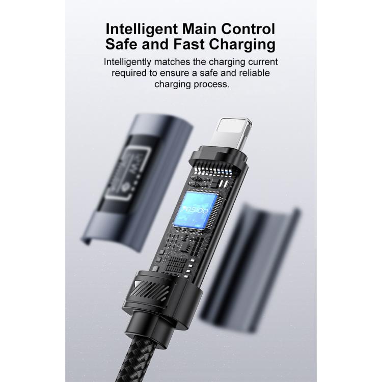 Cable de datos y carga USB a pantalla OLED de 8 pines Yesido CA138L de 12 W y 2,4 A, USB to 8 Pin