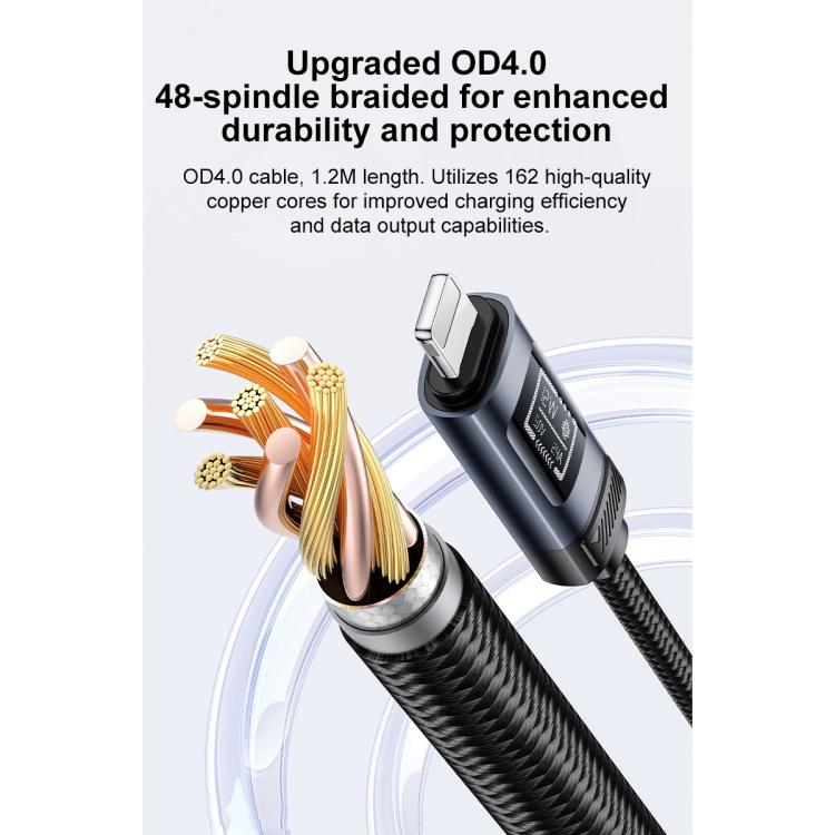 Cable de datos y carga USB a pantalla OLED de 8 pines Yesido CA138L de 12 W y 2,4 A, USB to 8 Pin