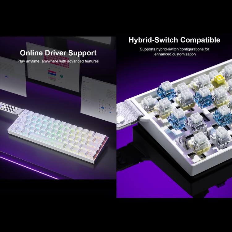 Teclado mecánico inalámbrico para juegos AULA MINI60 HE Pro de 61 teclas con iluminación RGB