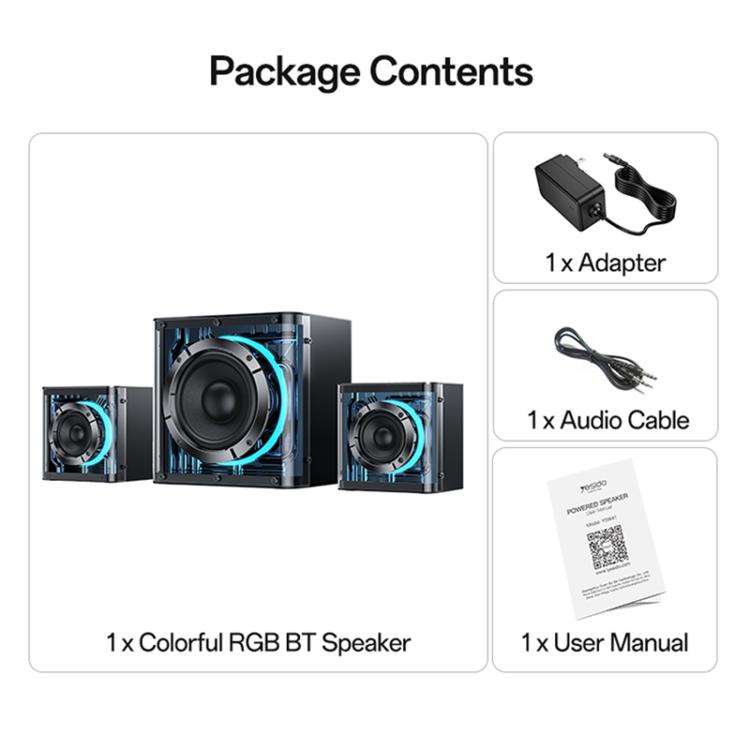 Sistema de altavoces Bluetooth Yesido YSW41 de 40 W y 2.1 canales con iluminación RGB colorida y subwoofer., YSW41