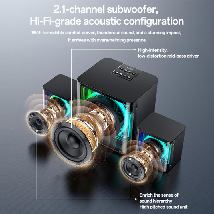 Sistema de altavoces Bluetooth Yesido YSW41 de 40 W y 2.1 canales con iluminación RGB colorida y subwoofer., YSW41