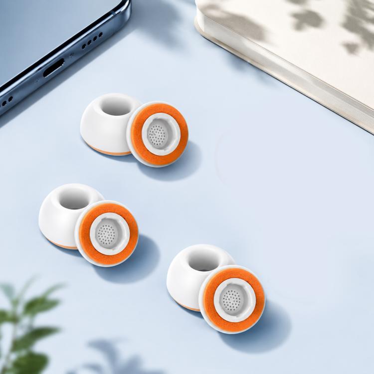 XDcase 3 pares de almohadillas de silicona de repuesto para los oídos, White Orange, Black Orange