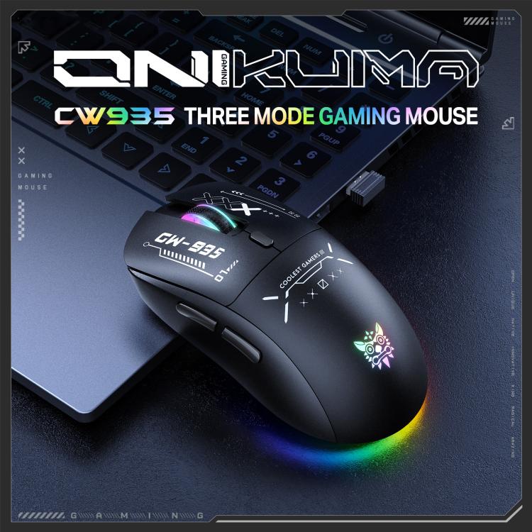 Ratón inalámbrico ONIKUMA CW935 de 12800 DPI, 2,4 GHz, Bluetooth y con cable, RGB de tres modos., CW935