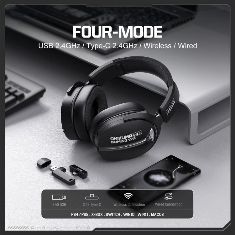 Auriculares para juegos ONIKUMA GT887 con Bluetooth 2.4G de cuatro modos (con cable/inalámbricos), GT887